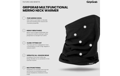 Alternative view of GripGrab Multifunctional Merino Neck Warmer Svart Onesize